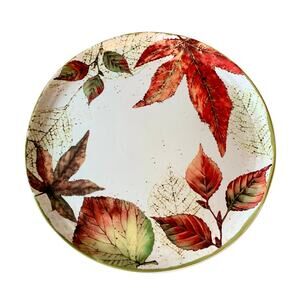 Pier 1 Imports Asheville 11" Dinner Plate Ironstone Fall Foliage Leaves Retired